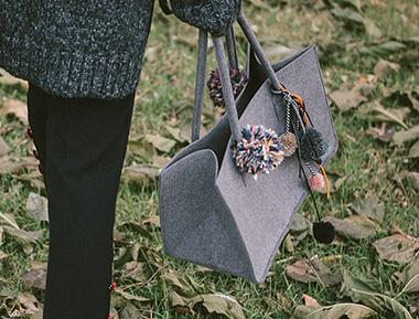 彩色毛球毡帽拎包