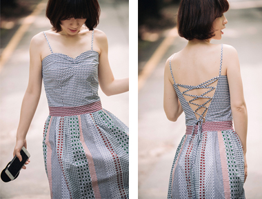 清新复古吊带连衣裙