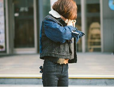 翻毛复古牛仔夹克