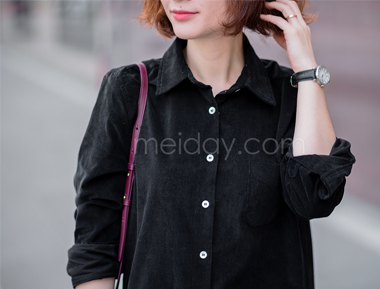 灯芯绒加长衬衫