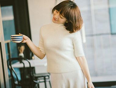 安哥拉半高领紧身毛衣